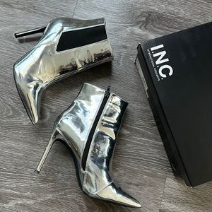 I.N.C Pointed Toe Chrome / Silver Booties - 8.5
